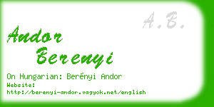 andor berenyi business card