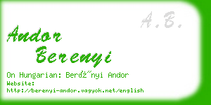 andor berenyi business card